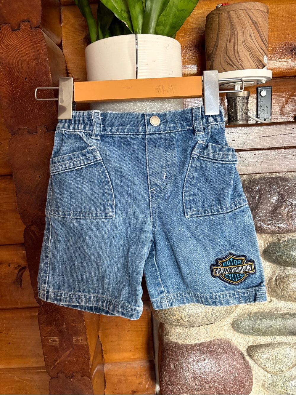 Harley-Davidson Kids Denim Shorts Motorcycle Patch Approx 18-24M